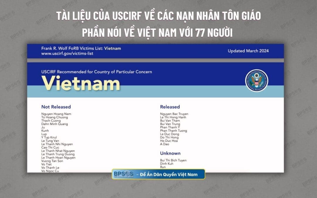 Ủy Hội Hoa Kỳ về Tự Do Tôn Giáo Quốc Tế – USCIRF thực hiện buổi nói chuyện với học viên khóa học thường niên của BPSOS